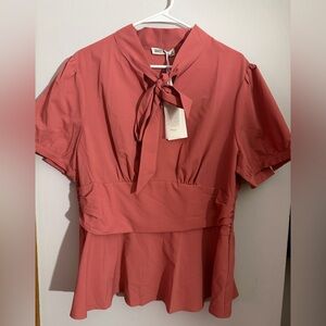 Grace Women's Blush Pink Tie-Front Blouse